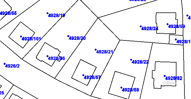 Parcela st. 4928/21 v KÚ Zábřeh na Moravě, Katastrální mapa
