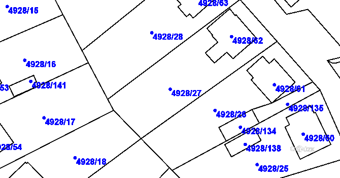 Parcela st. 4928/27 v KÚ Zábřeh na Moravě, Katastrální mapa