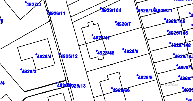 Parcela st. 4928/48 v KÚ Zábřeh na Moravě, Katastrální mapa