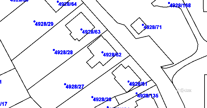 Parcela st. 4928/62 v KÚ Zábřeh na Moravě, Katastrální mapa
