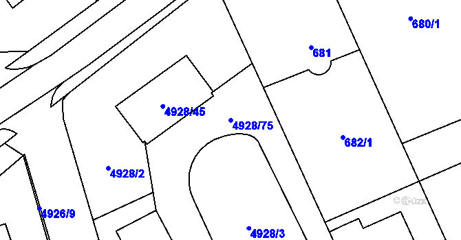 Parcela st. 4928/75 v KÚ Zábřeh na Moravě, Katastrální mapa