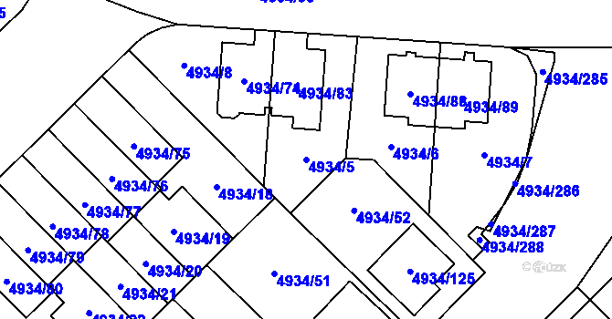 Parcela st. 4934/5 v KÚ Zábřeh na Moravě, Katastrální mapa