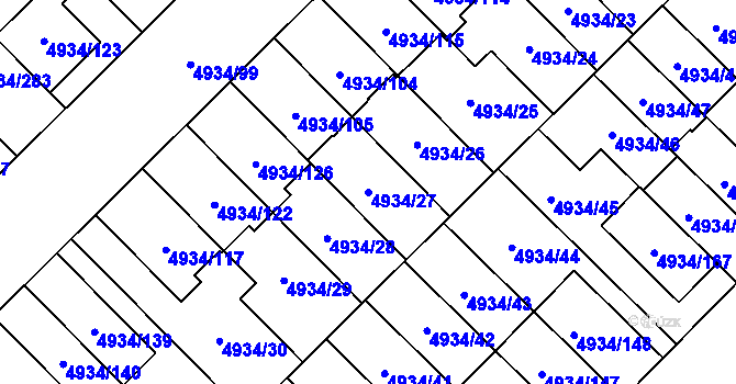 Parcela st. 4934/27 v KÚ Zábřeh na Moravě, Katastrální mapa