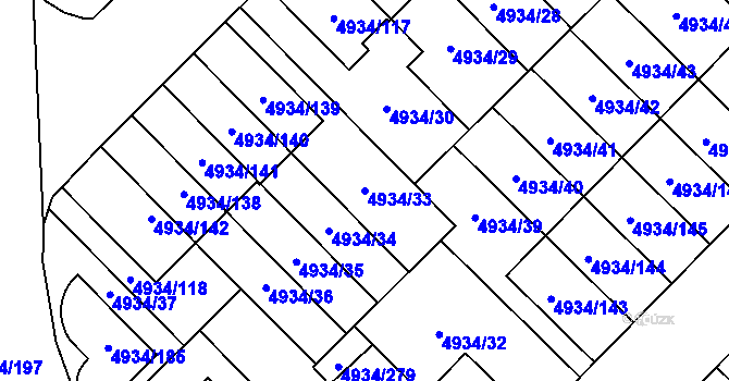 Parcela st. 4934/33 v KÚ Zábřeh na Moravě, Katastrální mapa