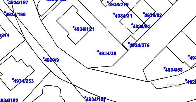 Parcela st. 4934/38 v KÚ Zábřeh na Moravě, Katastrální mapa