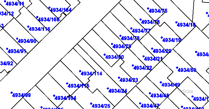 Parcela st. 4934/80 v KÚ Zábřeh na Moravě, Katastrální mapa