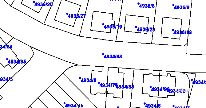 Parcela st. 4934/98 v KÚ Zábřeh na Moravě, Katastrální mapa