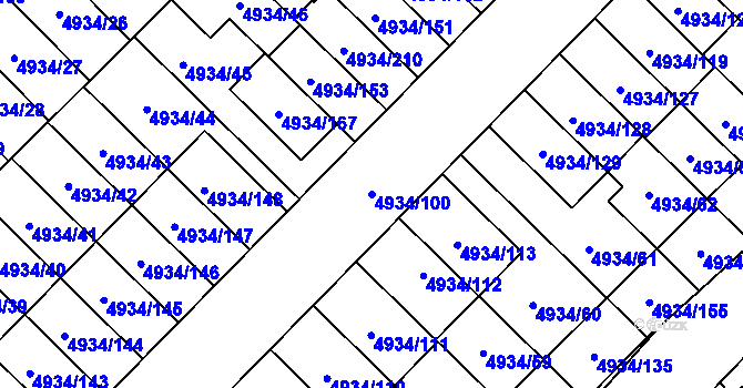 Parcela st. 4934/100 v KÚ Zábřeh na Moravě, Katastrální mapa
