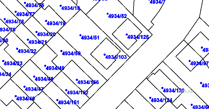 Parcela st. 4934/103 v KÚ Zábřeh na Moravě, Katastrální mapa