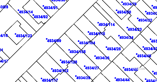 Parcela st. 4934/104 v KÚ Zábřeh na Moravě, Katastrální mapa