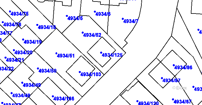 Parcela st. 4934/125 v KÚ Zábřeh na Moravě, Katastrální mapa