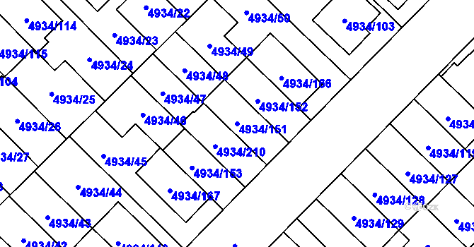 Parcela st. 4934/151 v KÚ Zábřeh na Moravě, Katastrální mapa