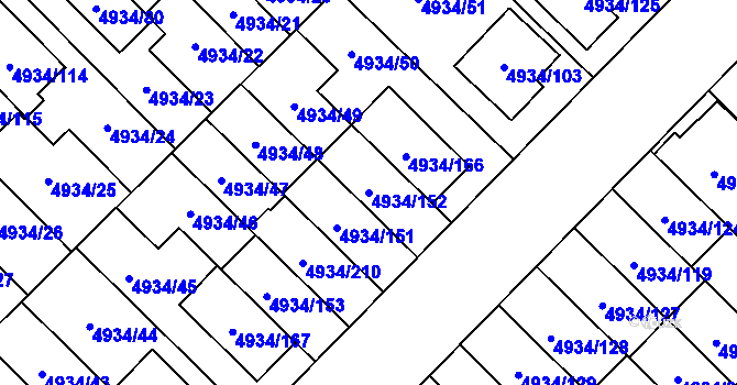 Parcela st. 4934/152 v KÚ Zábřeh na Moravě, Katastrální mapa