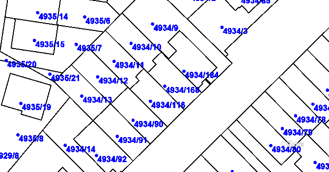 Parcela st. 4934/168 v KÚ Zábřeh na Moravě, Katastrální mapa