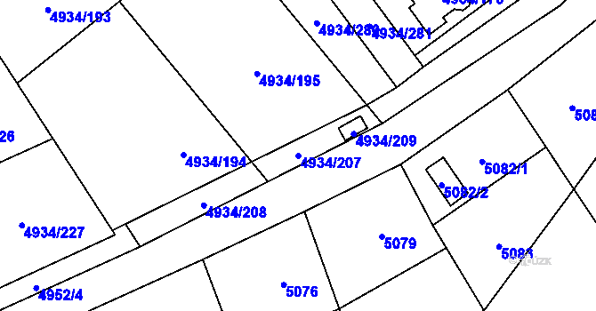 Parcela st. 4934/207 v KÚ Zábřeh na Moravě, Katastrální mapa