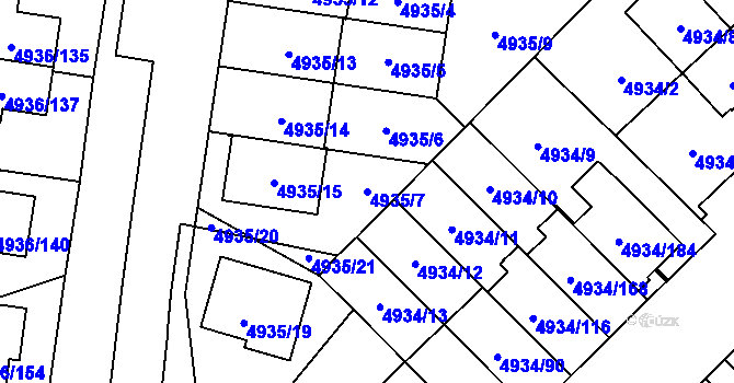 Parcela st. 4935/7 v KÚ Zábřeh na Moravě, Katastrální mapa