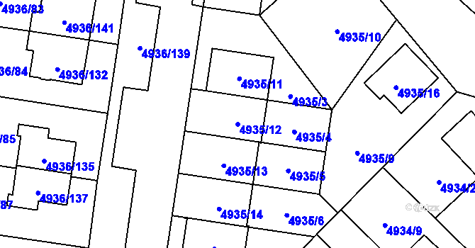 Parcela st. 4935/12 v KÚ Zábřeh na Moravě, Katastrální mapa