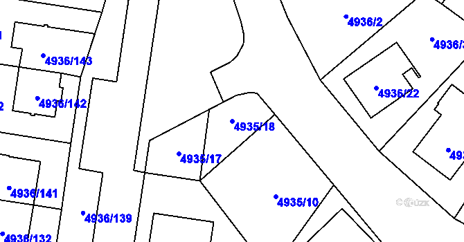 Parcela st. 4935/18 v KÚ Zábřeh na Moravě, Katastrální mapa