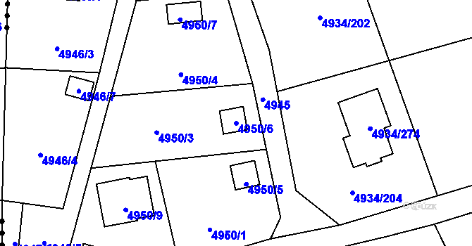 Parcela st. 4950/6 v KÚ Zábřeh na Moravě, Katastrální mapa