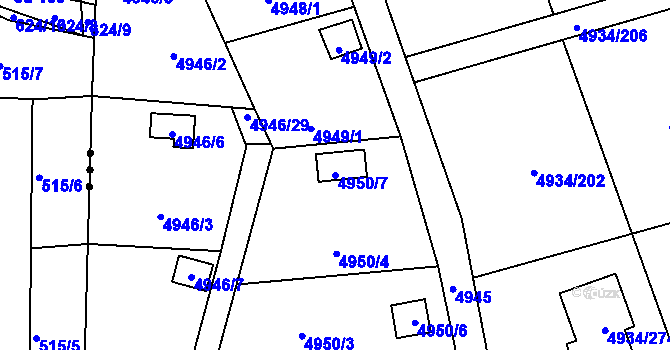 Parcela st. 4950/7 v KÚ Zábřeh na Moravě, Katastrální mapa