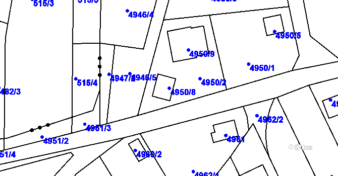 Parcela st. 4950/8 v KÚ Zábřeh na Moravě, Katastrální mapa