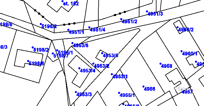 Parcela st. 4953/5 v KÚ Zábřeh na Moravě, Katastrální mapa