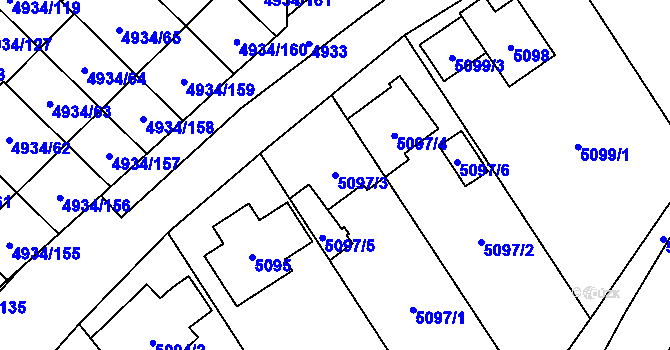 Parcela st. 5097/3 v KÚ Zábřeh na Moravě, Katastrální mapa