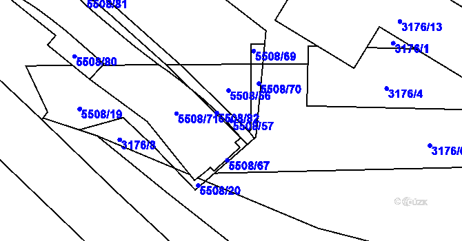 Parcela st. 5508/57 v KÚ Zábřeh na Moravě, Katastrální mapa