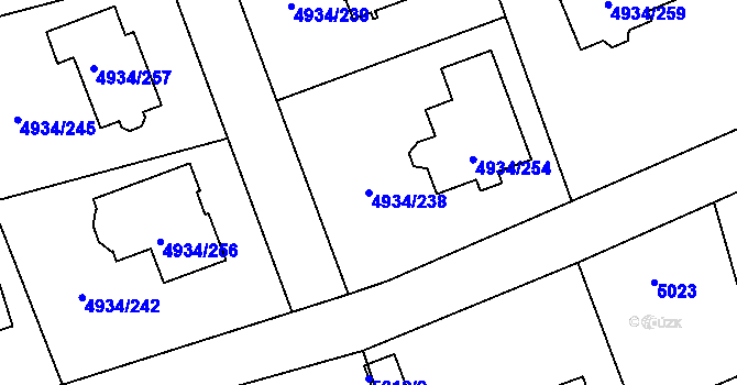 Parcela st. 4934/238 v KÚ Zábřeh na Moravě, Katastrální mapa