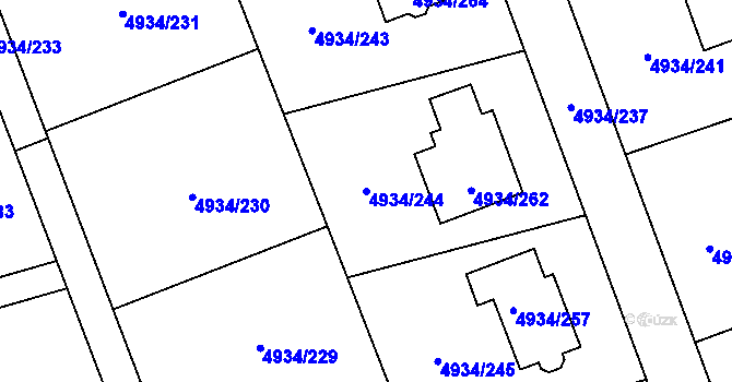 Parcela st. 4934/244 v KÚ Zábřeh na Moravě, Katastrální mapa
