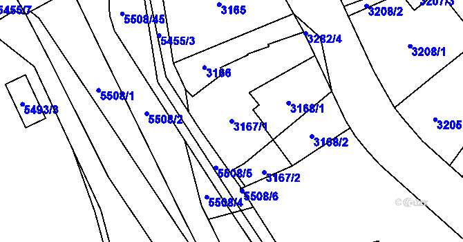 Parcela st. 3167/1 v KÚ Zábřeh na Moravě, Katastrální mapa