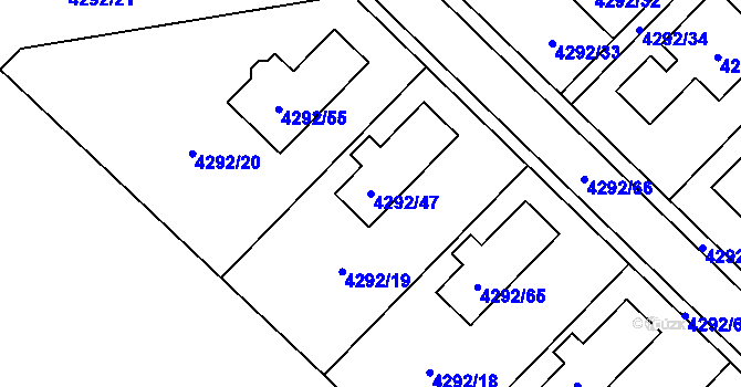 Parcela st. 4292/47 v KÚ Zábřeh na Moravě, Katastrální mapa