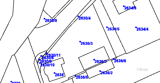 Parcela st. 2636/3 v KÚ Zábřeh na Moravě, Katastrální mapa