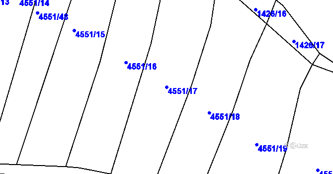 Parcela st. 4551/17 v KÚ Zábřeh na Moravě, Katastrální mapa