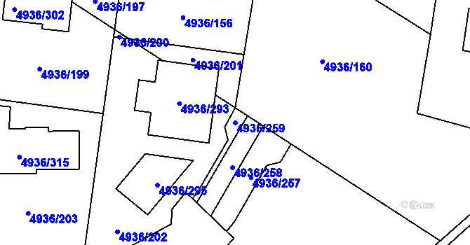 Parcela st. 4936/259 v KÚ Zábřeh na Moravě, Katastrální mapa