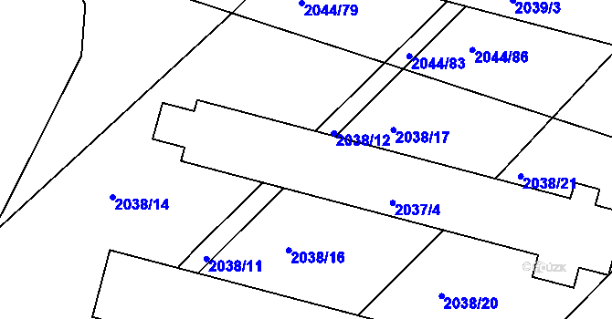 Parcela st. 2037/2 v KÚ Zábřeh na Moravě, Katastrální mapa