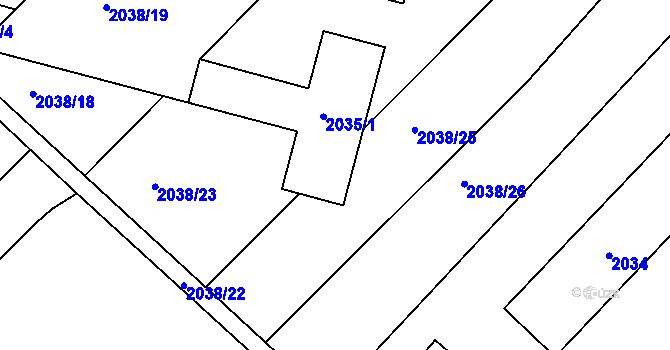 Parcela st. 2035/2 v KÚ Zábřeh na Moravě, Katastrální mapa