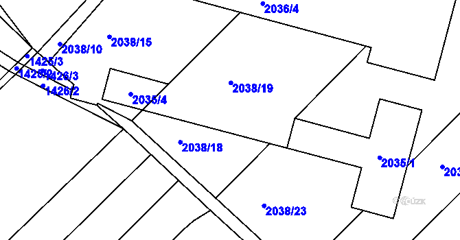 Parcela st. 2035/3 v KÚ Zábřeh na Moravě, Katastrální mapa