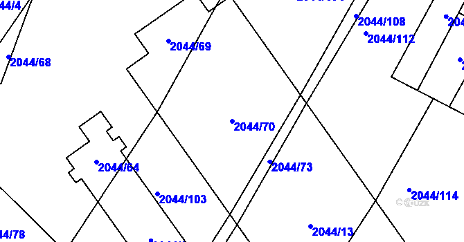 Parcela st. 2044/70 v KÚ Zábřeh na Moravě, Katastrální mapa