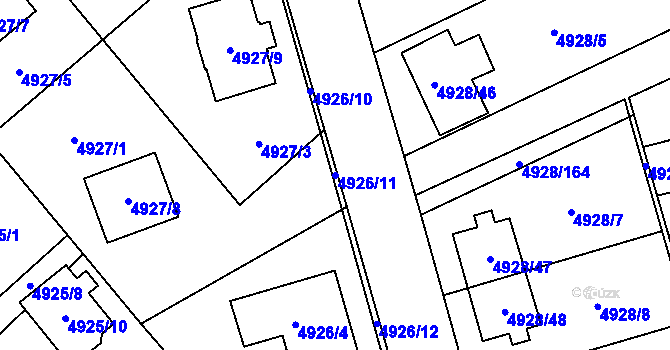 Parcela st. 4926/11 v KÚ Zábřeh na Moravě, Katastrální mapa