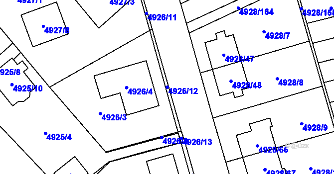 Parcela st. 4926/12 v KÚ Zábřeh na Moravě, Katastrální mapa
