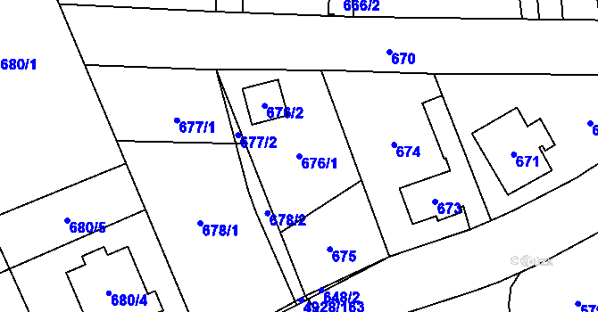Parcela st. 676/1 v KÚ Zábřeh na Moravě, Katastrální mapa