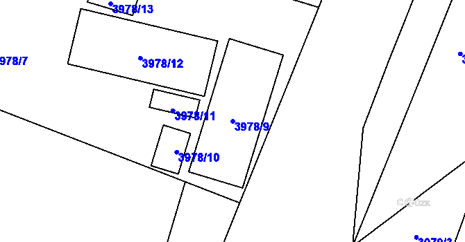 Parcela st. 3978/9 v KÚ Zábřeh na Moravě, Katastrální mapa