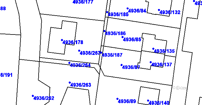 Parcela st. 4936/187 v KÚ Zábřeh na Moravě, Katastrální mapa