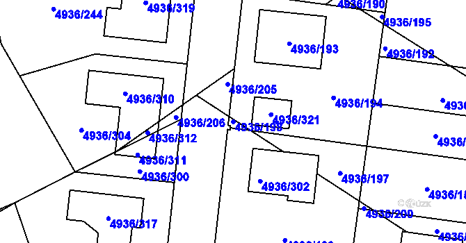 Parcela st. 4936/198 v KÚ Zábřeh na Moravě, Katastrální mapa