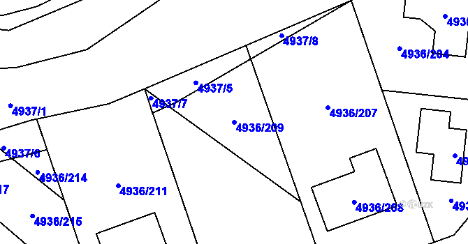 Parcela st. 4936/209 v KÚ Zábřeh na Moravě, Katastrální mapa