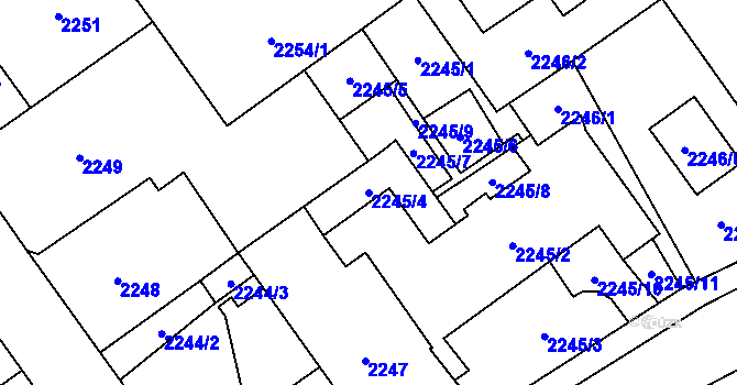 Parcela st. 2245/4 v KÚ Zábřeh na Moravě, Katastrální mapa