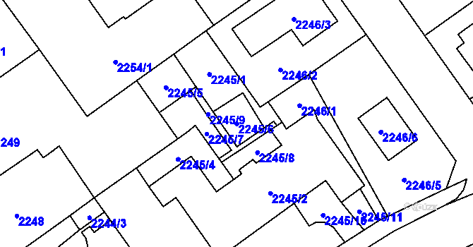 Parcela st. 2245/6 v KÚ Zábřeh na Moravě, Katastrální mapa