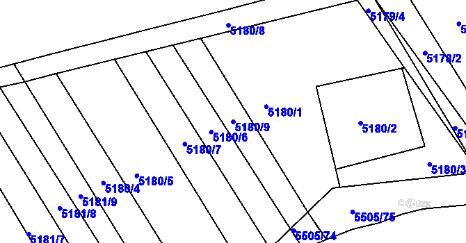 Parcela st. 5180/9 v KÚ Zábřeh na Moravě, Katastrální mapa