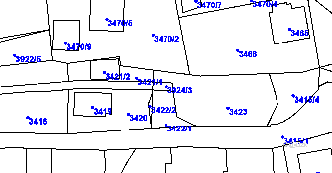 Parcela st. 3924/3 v KÚ Zábřeh na Moravě, Katastrální mapa